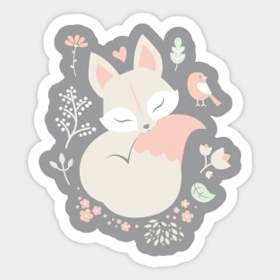 Sleeping Fox - grey Sticker